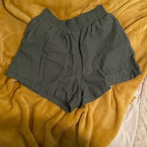 Army Green Linen Shorts